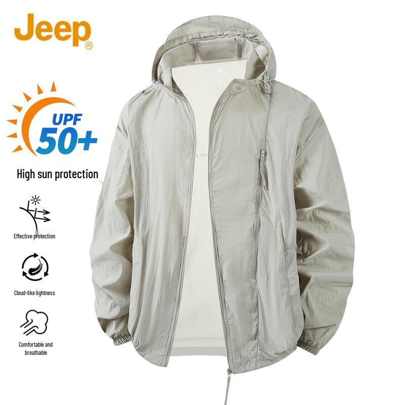 Jeep Men s Lightweight Ice-Feel Hooded Sun Protection Jacket L