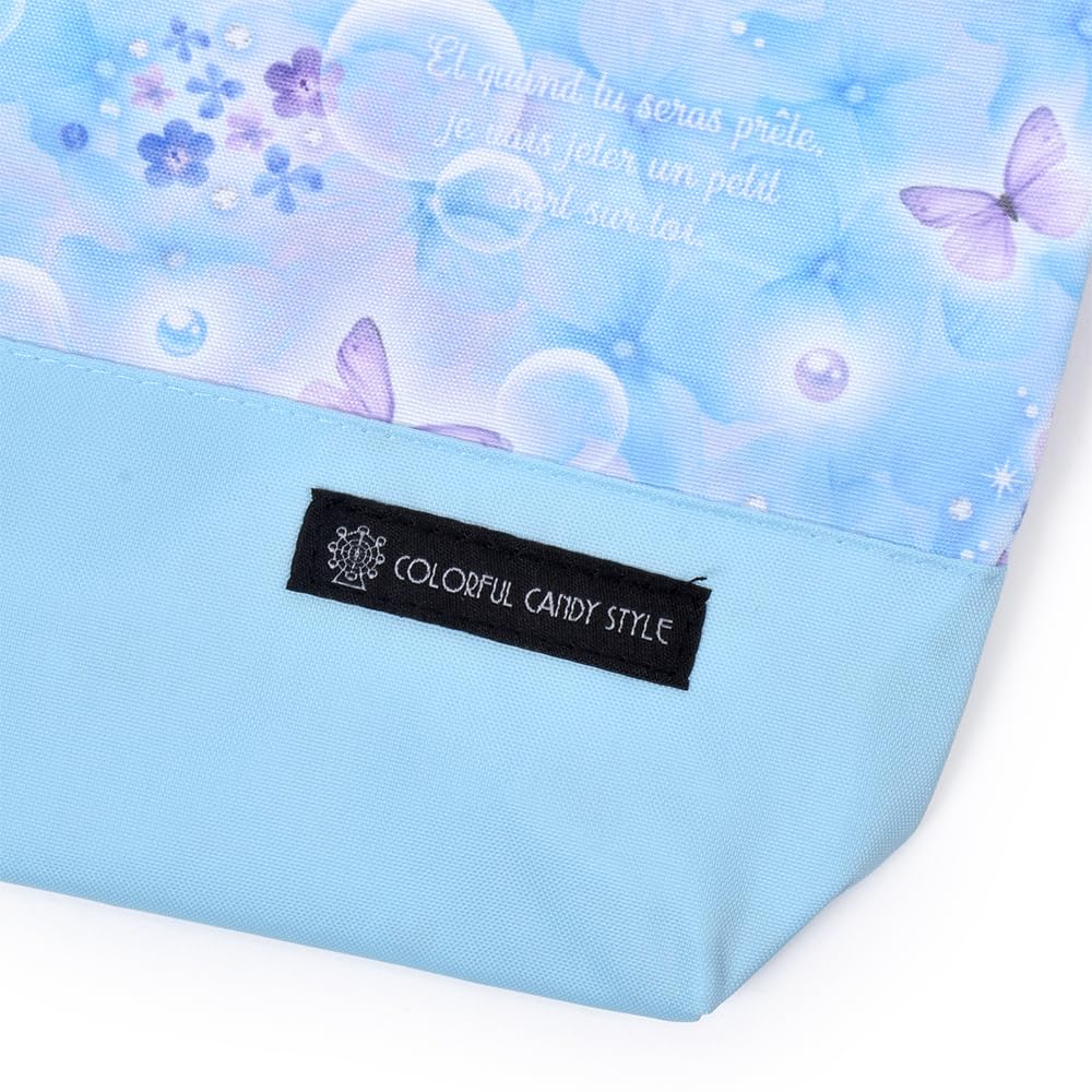 COLORFUL CANDY STYLE Large Drawstring Gym Clothes Bag Name with Handle and Moonlight Butterfly for NL601300 (with Tag), Gusset, Water-Repellent,