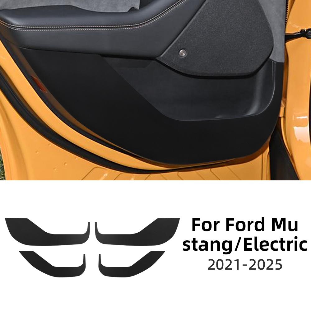Door Anti-kick Pad for Ford Mustang Mach-E    2024 2025 LHD RHD Car Leather Carbon Mat Interior Trim Accessories