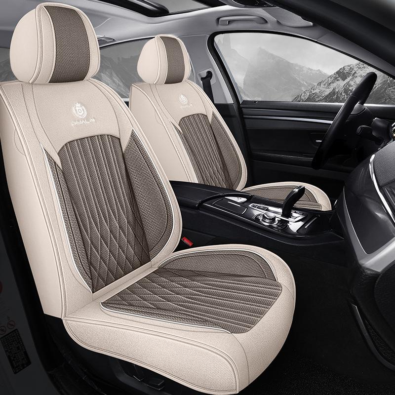 Five-Seat Car Interior Set/All Seasons/Easy Design/Durable/Breathable/Fully Covered in Linen/Universal Seat Cover/Six Colors/Easy Maintain/Install