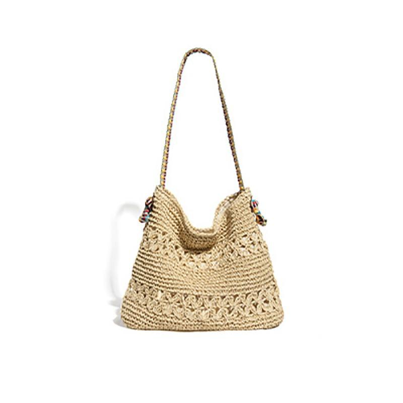 Vintage Ethnic Style Casual Beach Vacation Bag Large Capacity Simple Commuting Lazy Style Single Shoulder Tote Bag