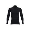 Solid Color Logo Mock Neck Compression Long Sleeve Tee Men Black 1366072-001