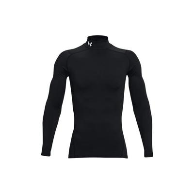 Solid Color Logo Mock Neck Compression Long Sleeve Tee Men Black 1366072-001