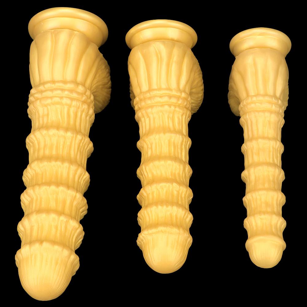 Golden Horse Dildo Silicone Soft Anal Plug Masturbator Strap on Penis Sex Toys Big Dick Realistic Cock Fisting Slave BDSM