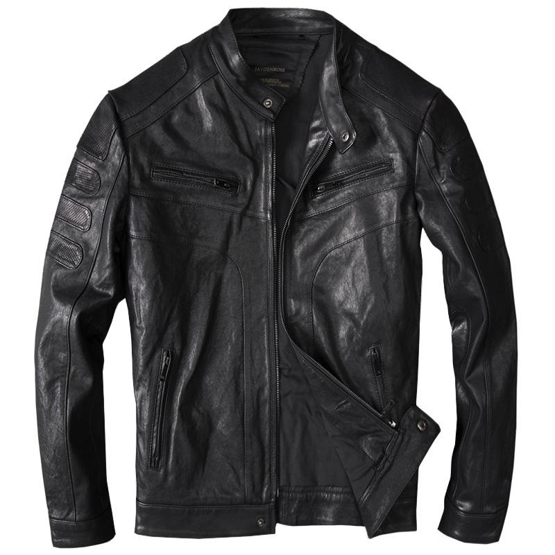 New PU Leather Jacket Men's Short Slim Car Leather Jacket