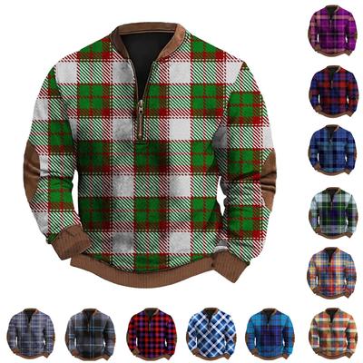 Men's Casual And Trendy Digital 3D Printed Round,neck Long,sleeved Half,pull One,piece Sweatshirt