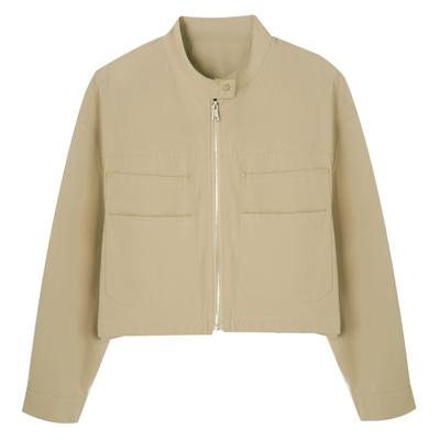 Kurze Jacke für Damen-Frühlingskleidung Neues Stehkragen-Oberteil Kleines Design Nischenjacke Strickjacke