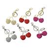 Sparkling 3D Cherry Keychain Charm Bag Accessory Fashionable Rhinestones Fruit Shaped Key Ring Ornament for Women