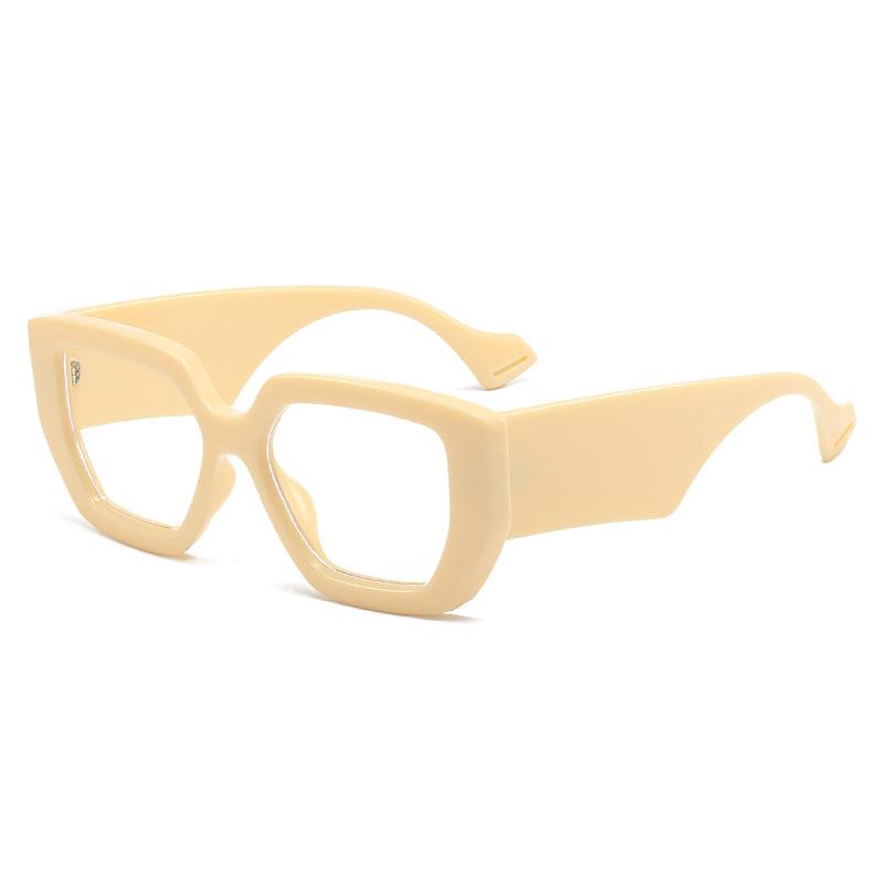 

Trendy Thick Frame Oversized Square Glasses Women Men Colorful Wide Legs Eyewear Green Optical Transparent Lens