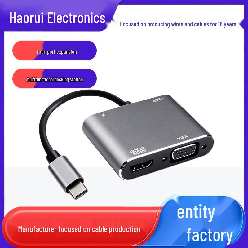 USB-C to HDMI/VGA Docking Station: Phone-to-Monitor Screen Mirroring Converter