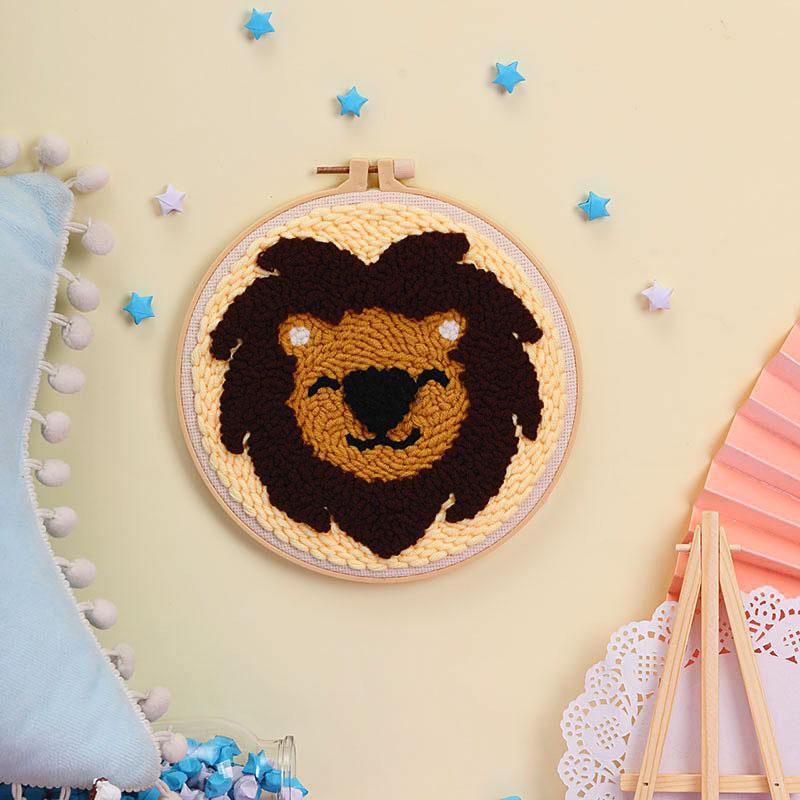 Russian DIY Punch Needle Embroidery Kit: Includes Yarn, Needle, Latch Hook, & Hoop for Knitting & Ornament Crafting