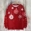 Ladies' Fashionable And Casual Christmas Cute Printed Round Neck Long Sleeved Knitted Yarn