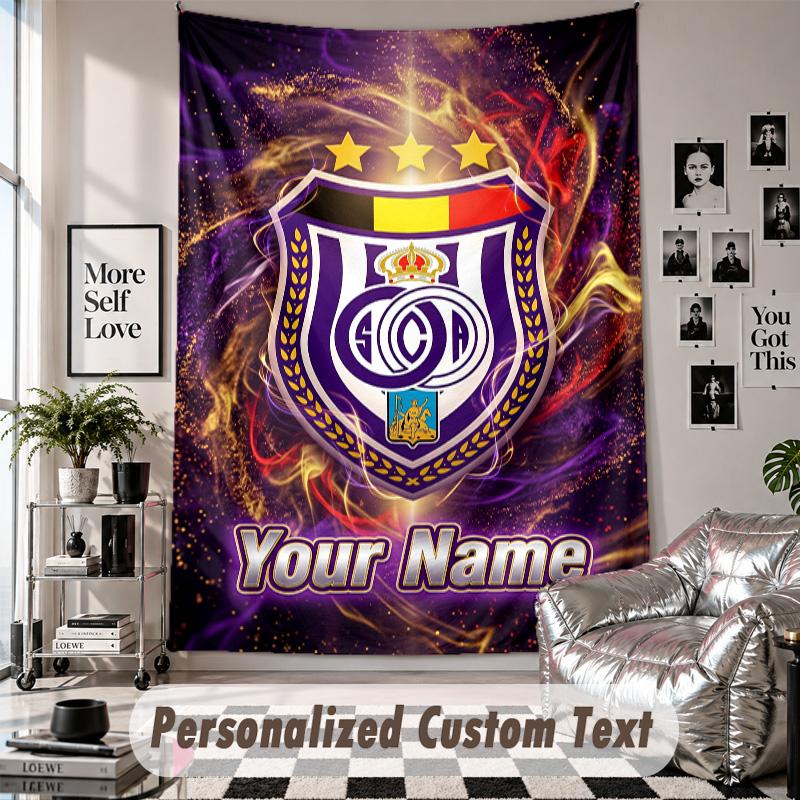 Custom Tapestry Wall Hanging, Anderlecht FC Personalized Name Text Home Wall Decor
