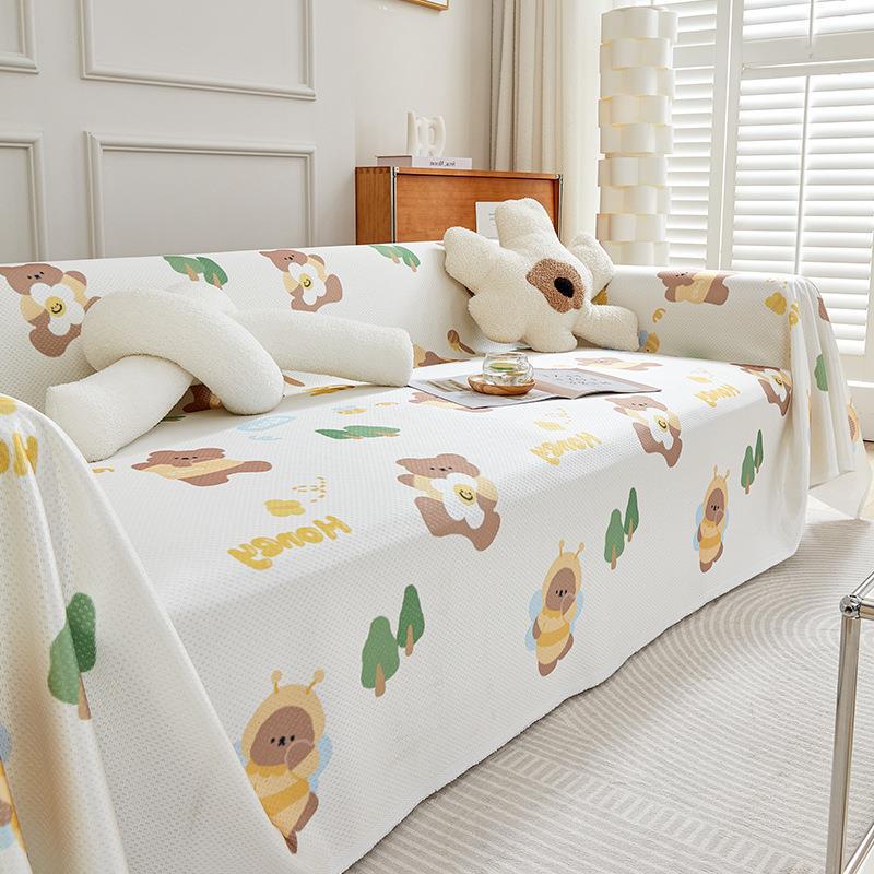 Ice Silk Sofa Cover, Summer Cartoon Cute Sofa Cover, Cute Fun Sha Releases Full Package Sofa Cover