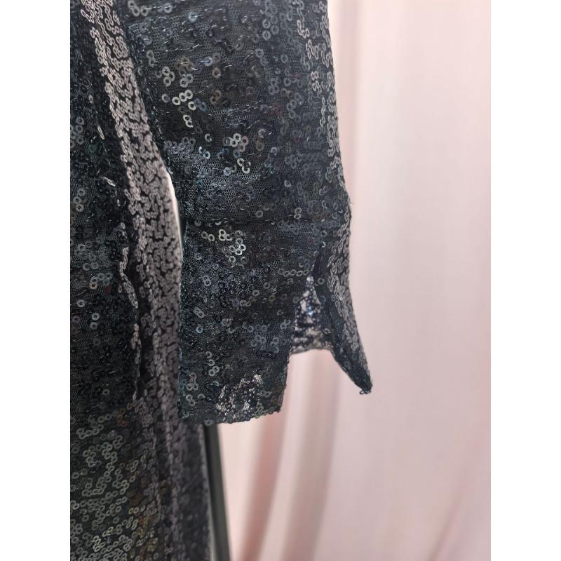 Vestido de lantejoulas feminino outono e inverno veludo frisado fino vestido rabo de peixe vestido de noite