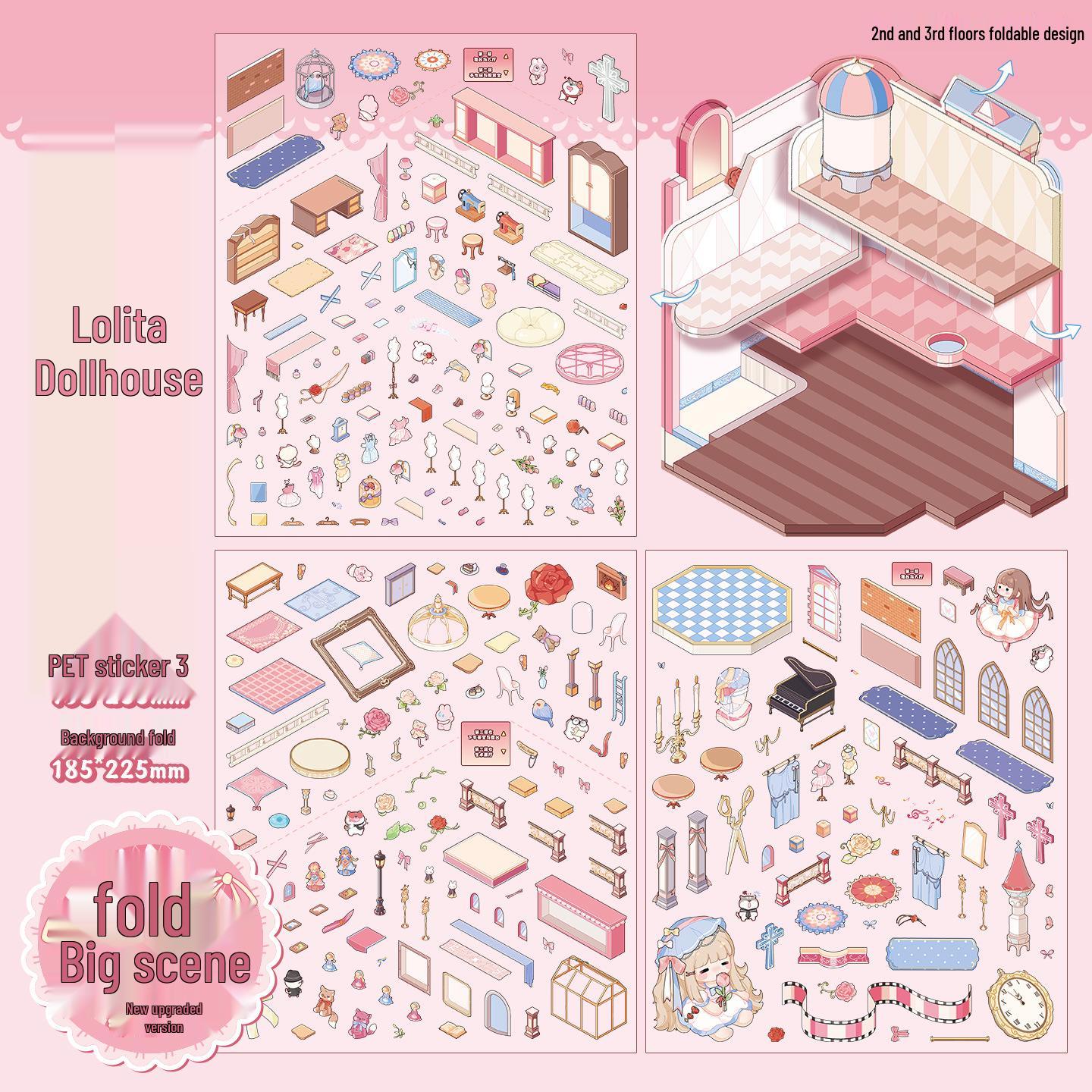 Стереоскопические 3D наклейки с пейзажем Xinmo: Очень большая двусторонняя складная миниатюрная сцена для детей.