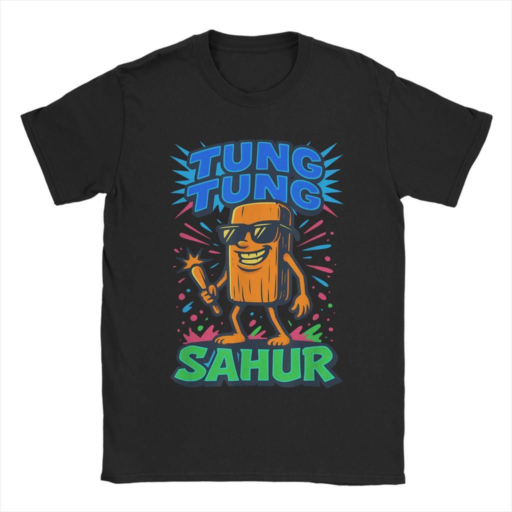 Women Men Humor Tung Tung Tung Sahur Funny Meme Italian TShirts for Men  Awesome 100 Cotton Tee Shirt Short Sleeve T Shirt