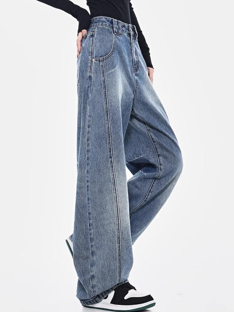 90. léta Modré volné džíny High Street Dámské Americký styl Vintage Wash Kalhoty se širokými nohavicemi Základní Jednoduché Ležérní Módní Volné kalhoty