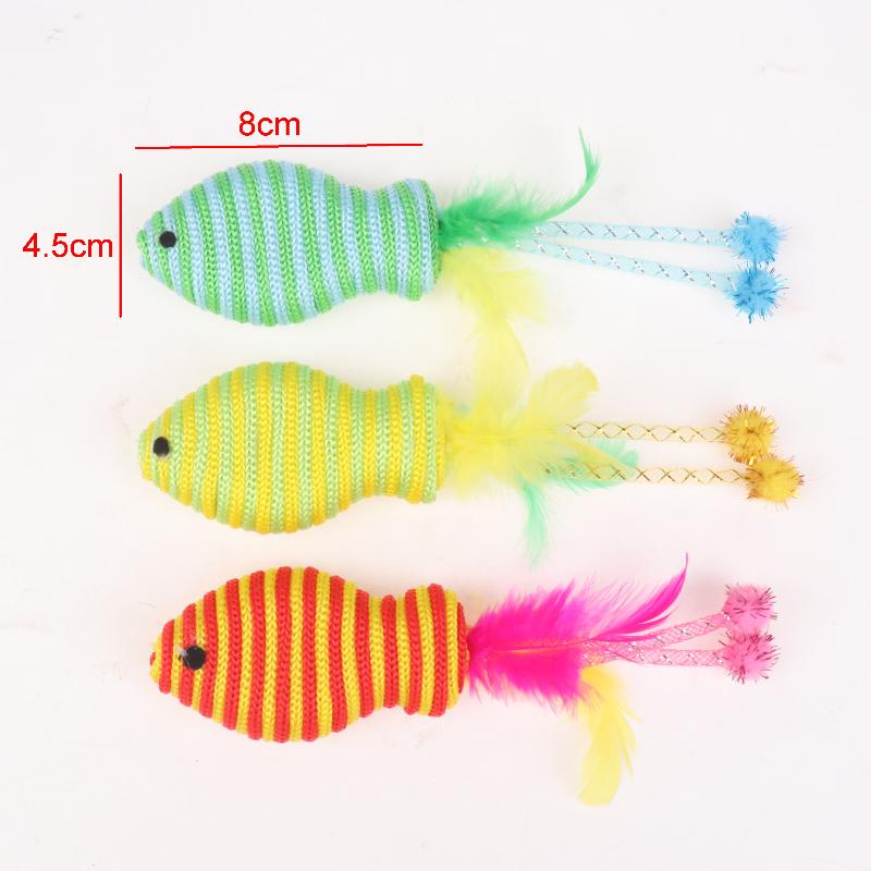 5Pcs Pet Cat Toy Fish Netting Cat Teasing Toy Cat Interaction Pet Supplies Color Woven Fish Toy