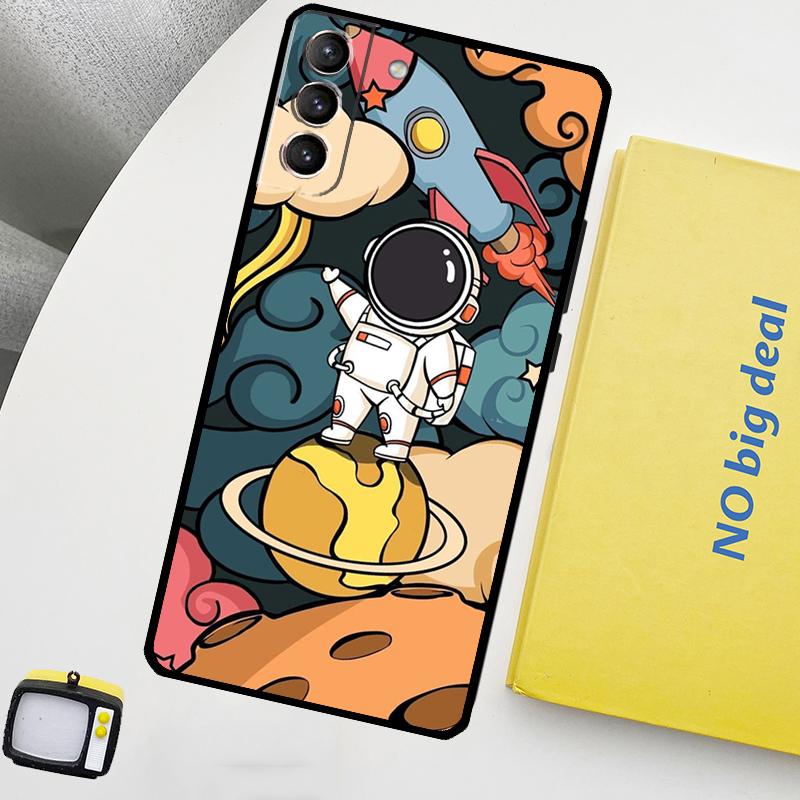 

Cute galaxy Astronaut Phone Case For Samsung Galaxy S26 S24 Ultra S20 S21 S22 S23 Plus S10 S24 FE S25 Ultra Cover Galaxy S26