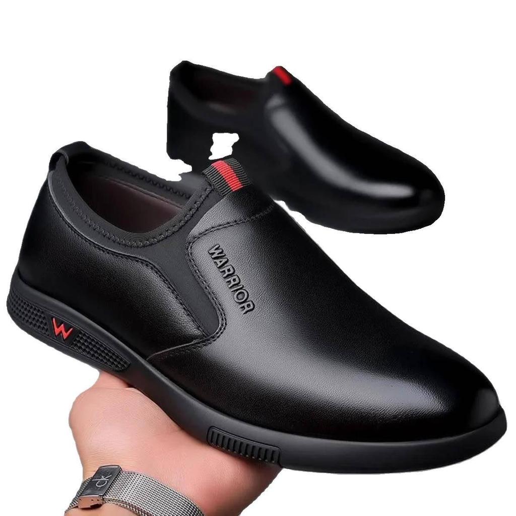 Sapatos Masculinos de Couro Impermeáveis para Calçar no Outono/Inverno - Sapatos Casuais Estilo "Dad Shoes" para Meia-Idade e Idosos