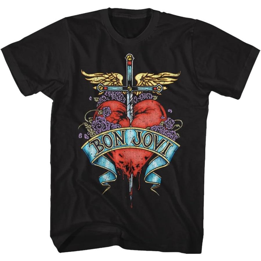 A&E Designs Bon Jovi T-Shirt Heart Black Tee XXXXXL разноцветный