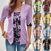 Estate Autunno Donna T-shirt Finto Due Pezzi Cinque Quarti Manica Stampato Donna Top T-Shirt Vintage