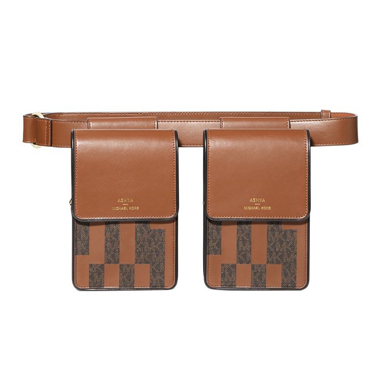

Michael Kors MK X Ashya Collaboration Flap Closure Leather Mini Waist Bag Unisex Waist Bag Brown 32H1G9AC1B-212 Basic Set (Bag+Dust Bag)