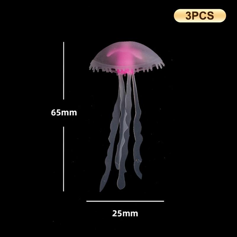 3Pcs Artificial Glowing Fluorescent Jellyfish Aquarium Decoration Fish Tank Underwater Plant Marine Aquatic Landscape Ornament