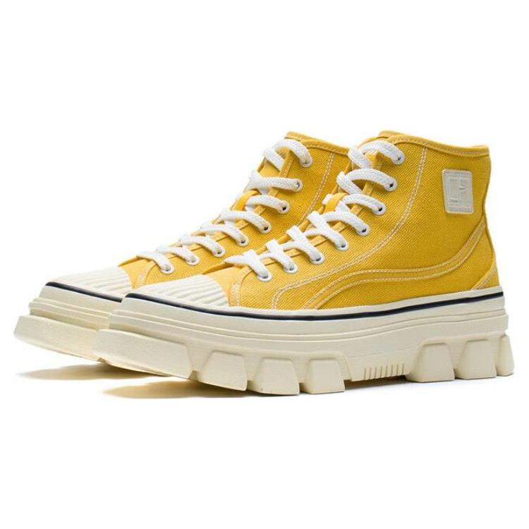 Li Ning CF Tracing Slip Resistant Abrasion Resistant Support High top Sports Casual Shoes Unisex Yellow AGCS206-7