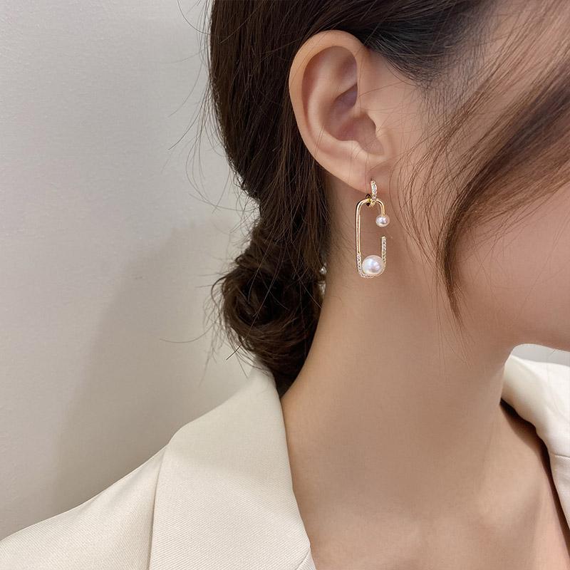 Neue Liebe Perlenstecker Ohrringe Herzförmig Strassstein Perlenohrring Damen Mädchen Party Persönlichkeit Temperament Schmuck Geschenk