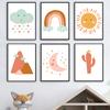 Nordic Rainbow Clouds Moon Cactus Prints And Posters Wall Art Canvas Paiting Wall Pictures For Living Room Home Décor No Frame