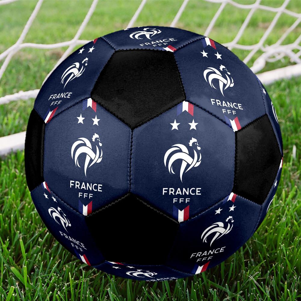 Pallone Calcio a 5 FFF Francia Colorato Cucito a Macchina PVC Misura 5 Pronto per Allenamento di Squadra Competizione Resistente Alta Rimbalzabilità Fantastico Regalo Sportivo
