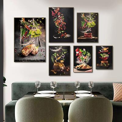 Küche Poster Pizza Steak Salat Hamburger Burrito Bilder Restaurant Wand Kunstdruck westliche Küche Leinwand Malerei kein Rahmen