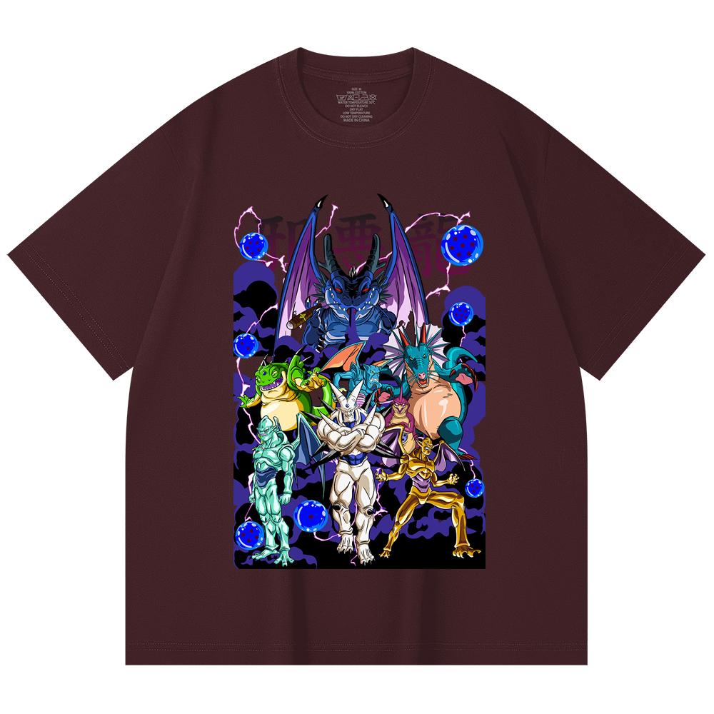 

230 Gsm 100% Cotton Dragon Ball V38 Dragons Print Unisex Heavy Cotton T Shirt 2XL вина червоного кольору