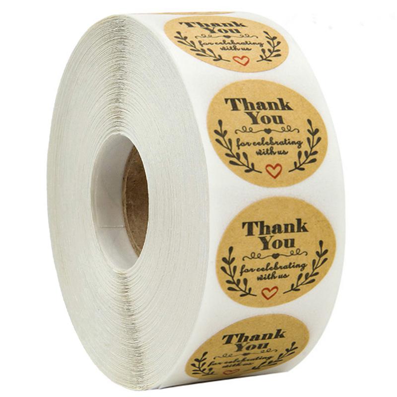 500 Kraft Paper Thank You Sealing Stickers for Handmade Dessert and Cake Gifts