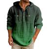 Men's Hooded T-shirt Gradient Color Cotton And Linen Men's Casual Long-sleeved Top