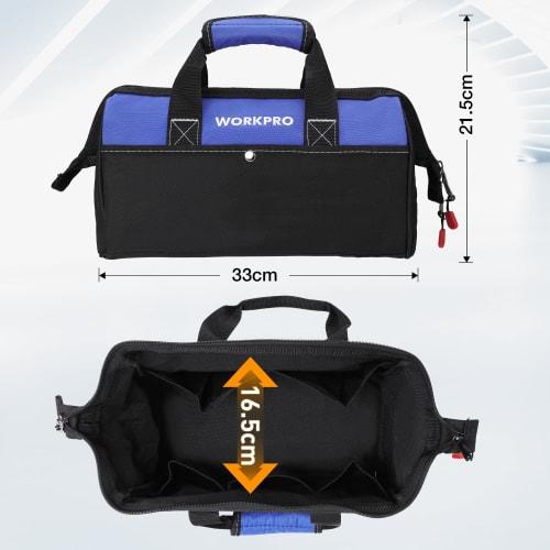 WORKPRO Tool Bag, Tool Storage Bag, Large Storage, 600D Oxford, Wide Opening, 33cm Wide
