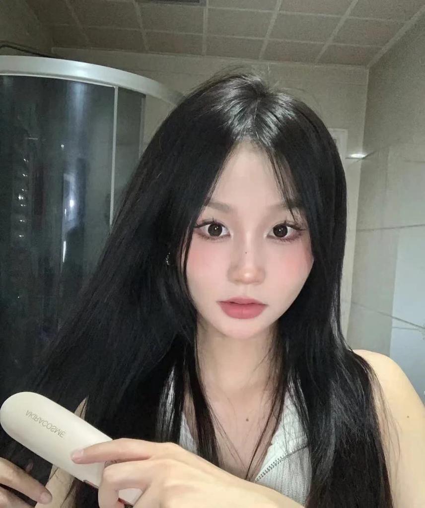 Select Front Lace Full Wig Long Curl Full Wig Korean Fashion KPOP Free Arrangement Wig Natural Black Straight Medical Use Natural Black Lily's