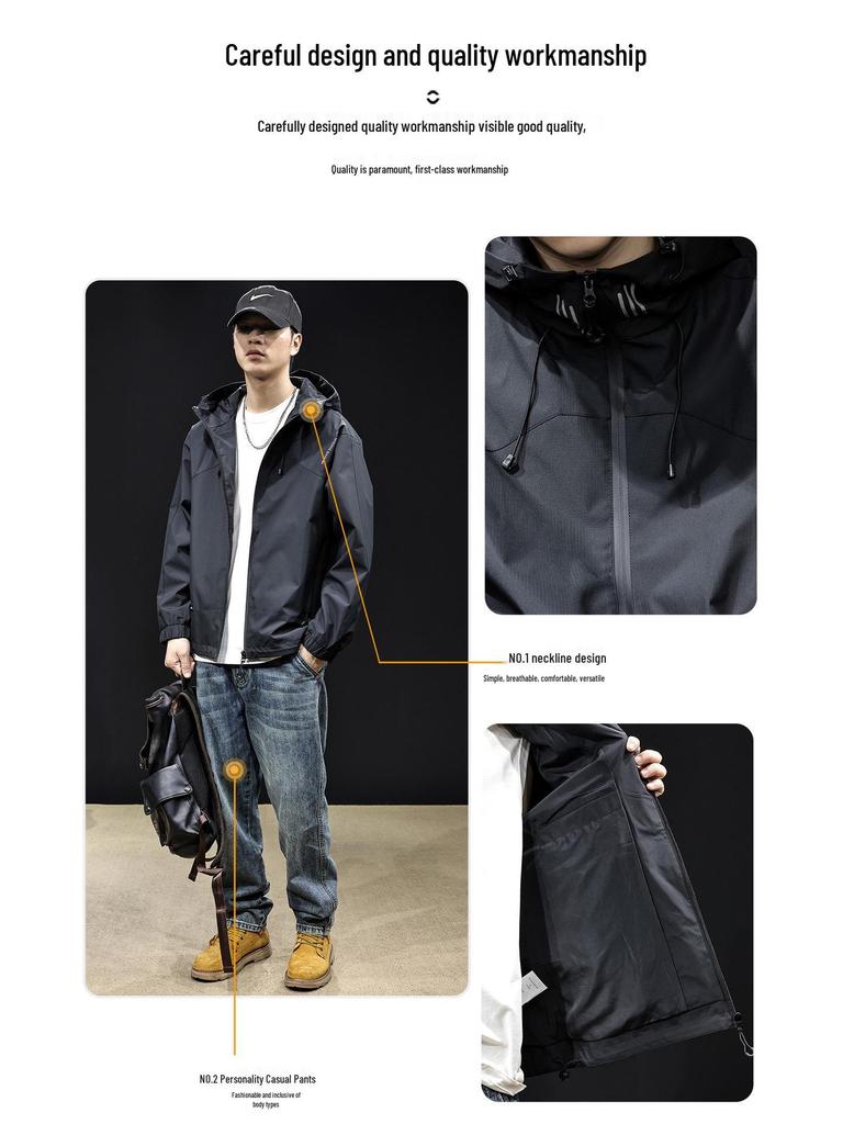 Men's Trendy Hooded Windbreaker Jacket 2025 - Autumn/Winter Mountain Style, Plus Size Available