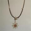 Thorn Black Heart Brown Moonstone Sun Pendant Rope Chain Necklace For Women Punk Y2K Charms Grunge Hip Hop Gothic Accessories