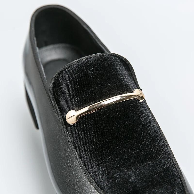 Fashion New Loafers Men Blue Black Business Men Dress Shoes Handmade Slip-On Round Toe Spring Autumn