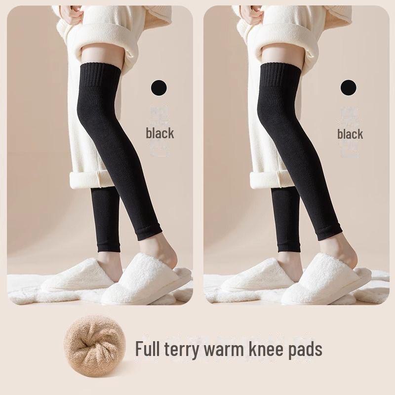 Women's Autumn/Winter Stockings: Plus Velvet, Thick Knee Pads, Over-the-Knee Warmers for Cold Legs.