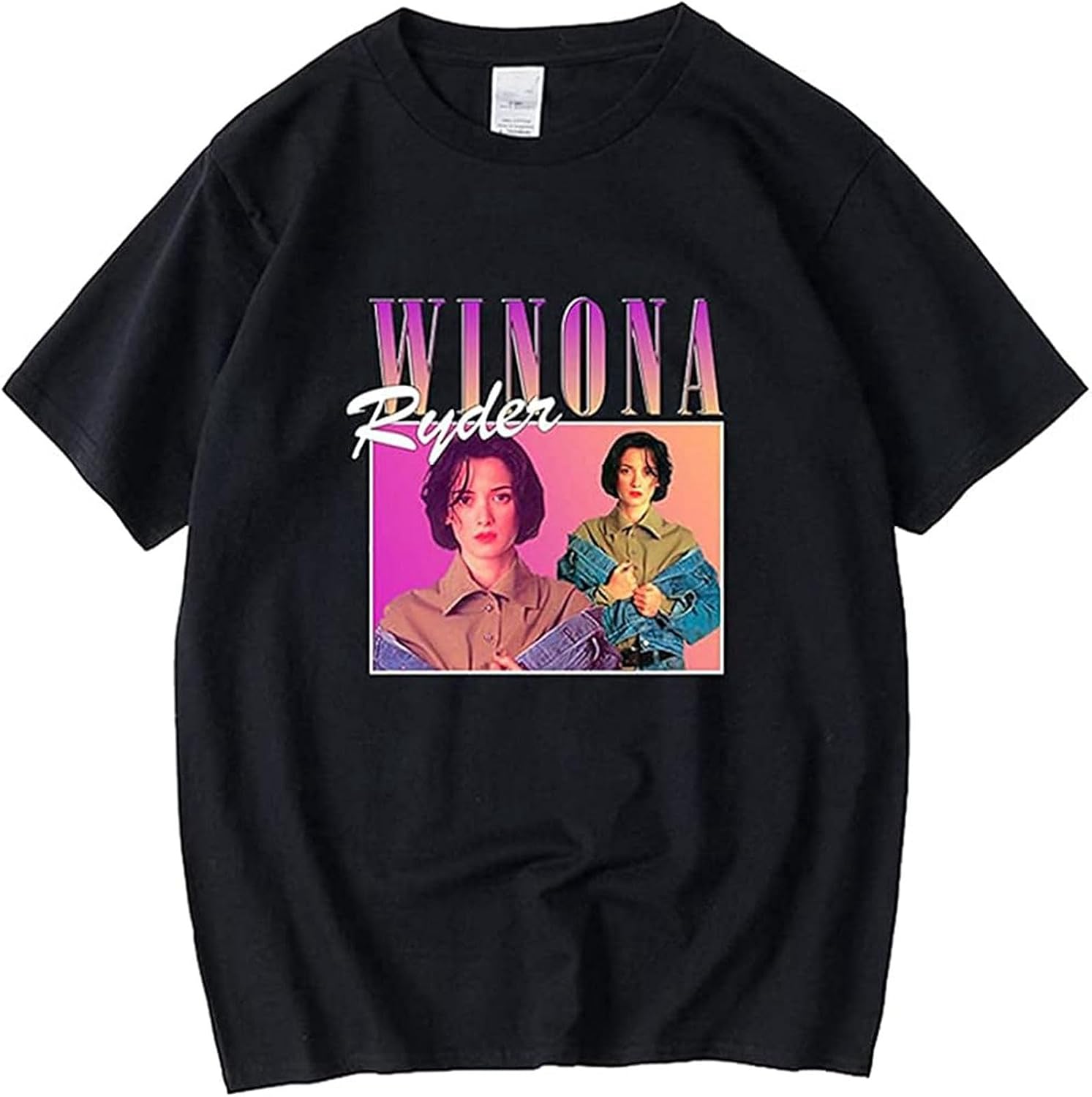 Winona Ryder 90s Vintage Unisex Tshirt Men T Shirt Retro Graphic T Shirts T-Shirt Man Tees Top Black 4XL чёрный