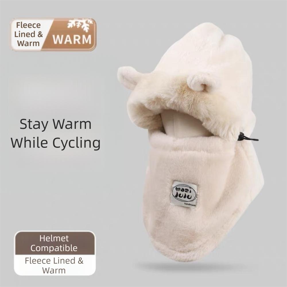 Fashion Windproof Balaclava Hat Warm Cute Bear Ear Protection Cap Cold Proof Pullover Hats Winter