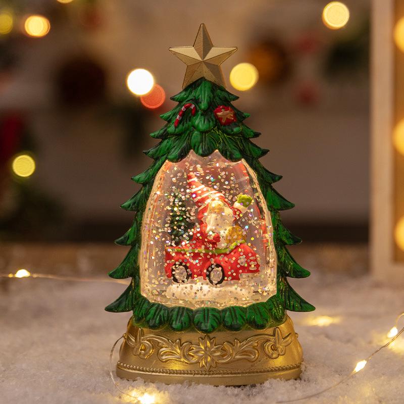Christmas Tree Luminous Crystal Ball Ornament – Tabletop Snowing Night Light Decoration