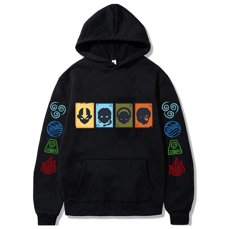 90s Casual Sweatshirts Avatar The Last Airbender Y2k Mens Hoodies Streetwear Hip Hop Harajuku Pullovers Fashion Mange Clothes