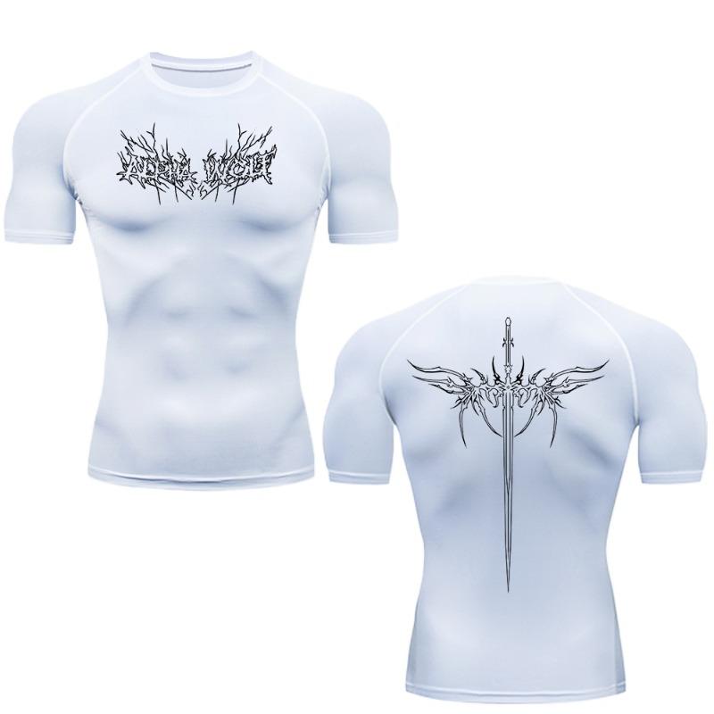 Short Sleeve T-Shirt Men's Compressio Summer Rashguard Shirt Gym Fitness Quick Dry Tight Sweat-Resistant Moisture-Wicking Gym Sports Workout
