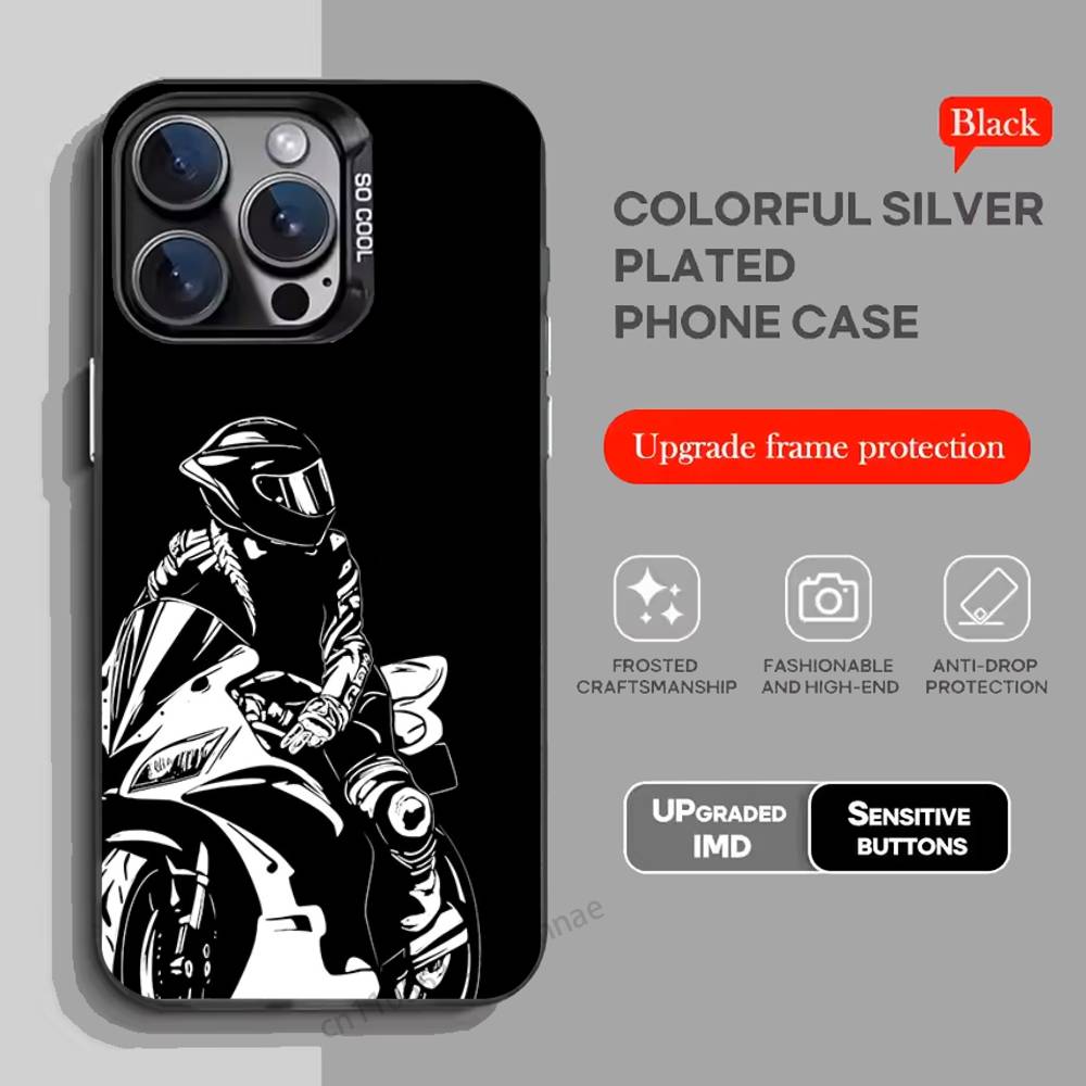 Motorcycle Rider Phone Case for iPhone 15 16 Pro Max Air SE 11 13 Pro 14 Plus 12 11Pro 15Pro Max 16e Cover