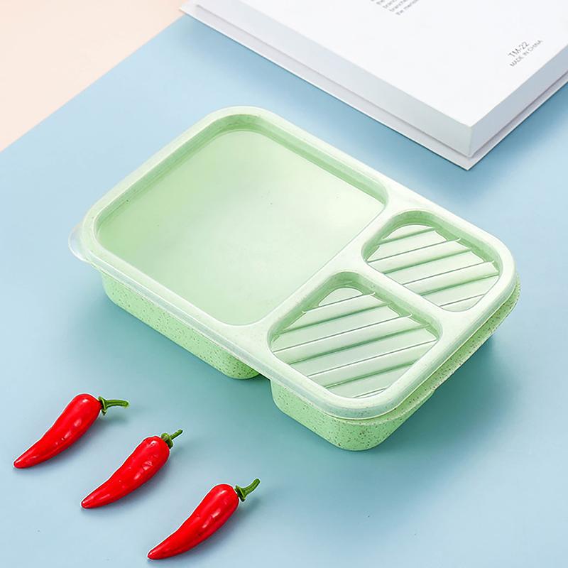 Microwave Lunch Box Wheat Straw Dinnerware Food Storage Container Children Kids School Office Portable Bento Box Lunch Bag